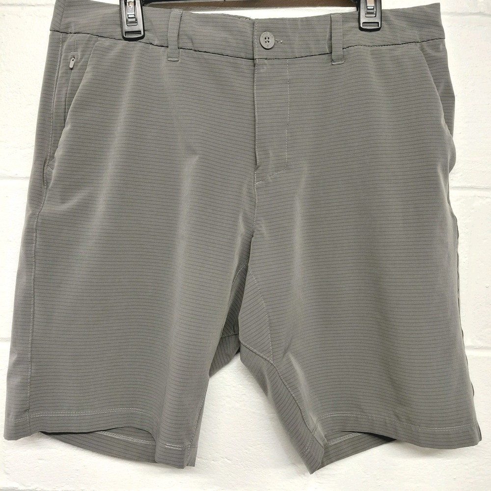 Hang Ten Hybrid Shorts Striped Casual Athletic Golf Size 36 Gray Surf Board